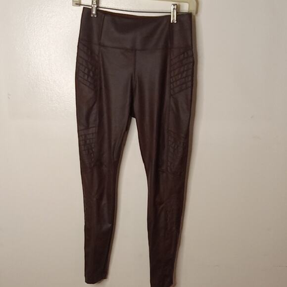 Athleta Women's Size S/P Delancey Gleam Moto Tight Decadent Chocolate Ankle Zip - Picture 1 of 11